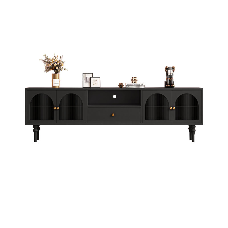 Meuble télé en bois de hêtre style français, H 22,04 po x L 78,74 po x l 15,75 po, Noir