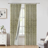 Fabdivine Bohemian Soft Pure Linen Floral Block Print Curtain Brown and Blue 27x72 Inches, Pleated Pinch Drapes for Elegant Room Darkening , Home Décor Living Room, Kitchen, Kudrat