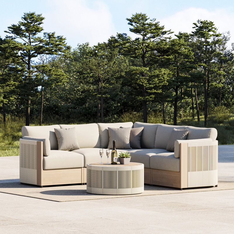 6-Piece Large Outdoor Sectional Sofa Group With Table