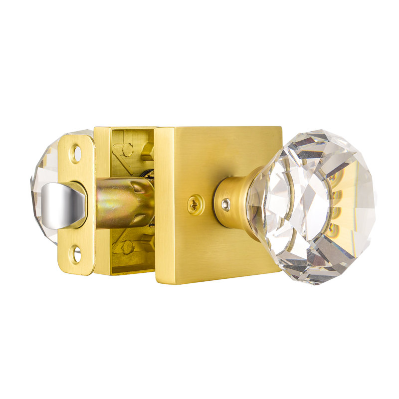 Coolnews Modern Grace Series Crystal Passage Door Knobs, Brass