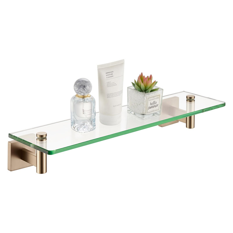 Tablettes murales de salle de bain avec tablette flottante en verre 20 po pour chambre à coucher, salon, cuisine, support à champagne