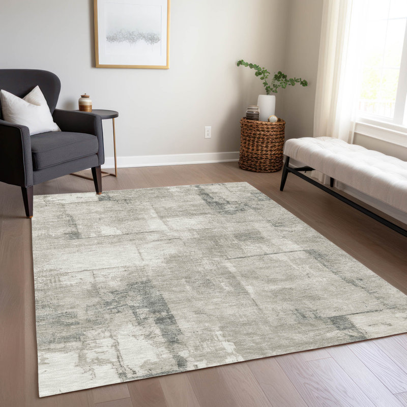 Beige Geometric Flat Woven 9' x 12' Synthetic Rug
