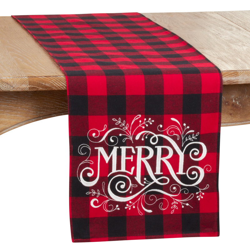Laine Plaid Cotton Blend Christmas Table Runner
