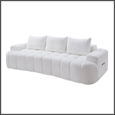 Canapé modulaire compressé très large de 100 po à l'avant courbé, canapé Boucle 3 places en forme de nuage avec mousse à haute résilience, facile à déplacer et à expédier, canapé surdimensionné moderne pour le salon
