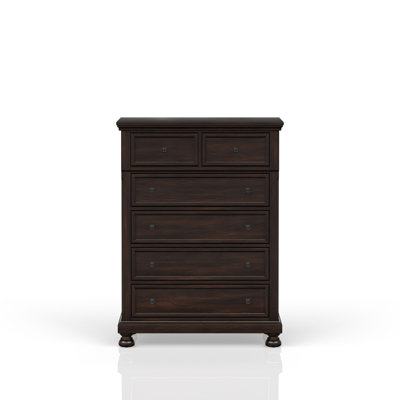Commode 5 tiroirs cerisier foncé