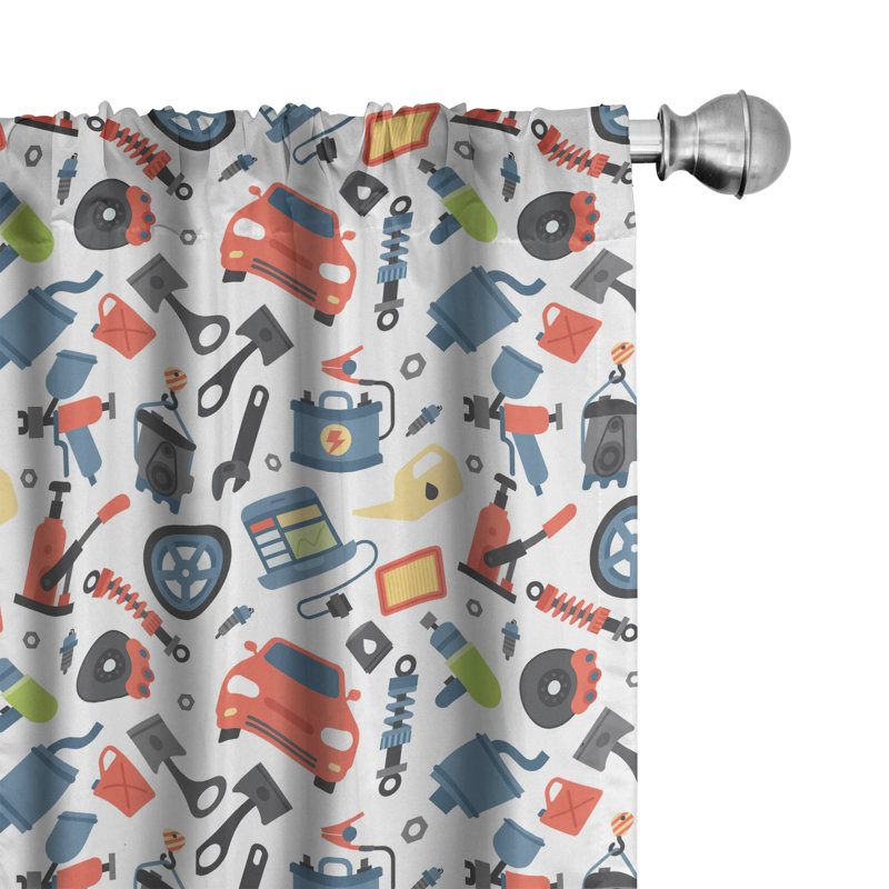 Auto Mechanic Semi-Sheer Rod Pocket Curtain Panels, 28" x 95"