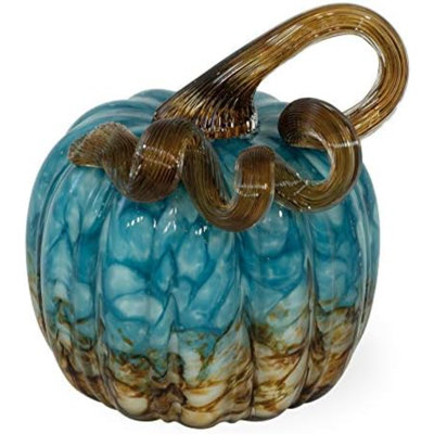 Handblown Glass Pumpkin Tabletop Décor, 4.5 X 5.5-Inches, Copper Canyon