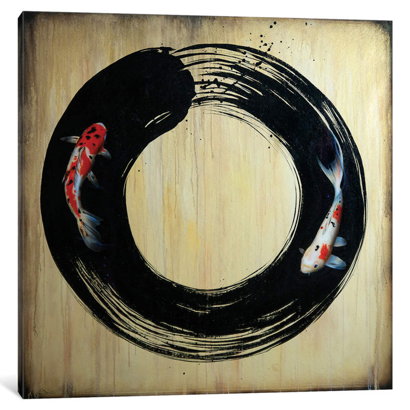 Enso With Koi by Sandi Baker - Wrapped Canvas Gallery-Wrapped Canvas Giclée, 45.72 cm H x 45.72 cm W x 1.91 cm D