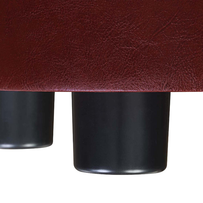 Ahl Arsy 15.75'' Wide Faux Leather Round Storage Ottoman with Reversible Tray Lid, Burgundy Faux Leather