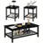 Modern Farmhouse Coffee Table Set Of 3, Rectangular Coffee Table With 2 Square End Side Tables, 2-Tier Living Room Table Set With Metal Frame & Open Shelf For Office, Apartment, Home-1644780617