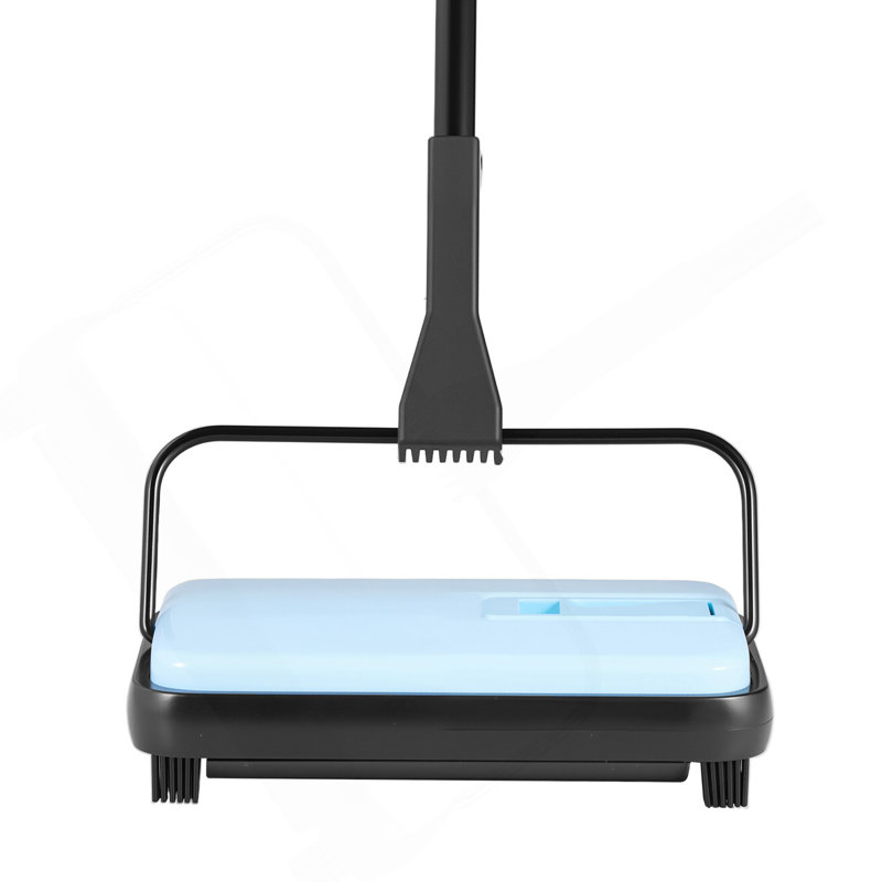Balayeuse à tapis manuelle de 6,7 pouces de largeur avec balais non électriques - bleu