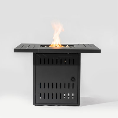 34" Propane Gas Fire Pit Table, 50000 BTU Rectangular Steel Fire Pit For Outside Patio Deck Garden Courtyard- Black