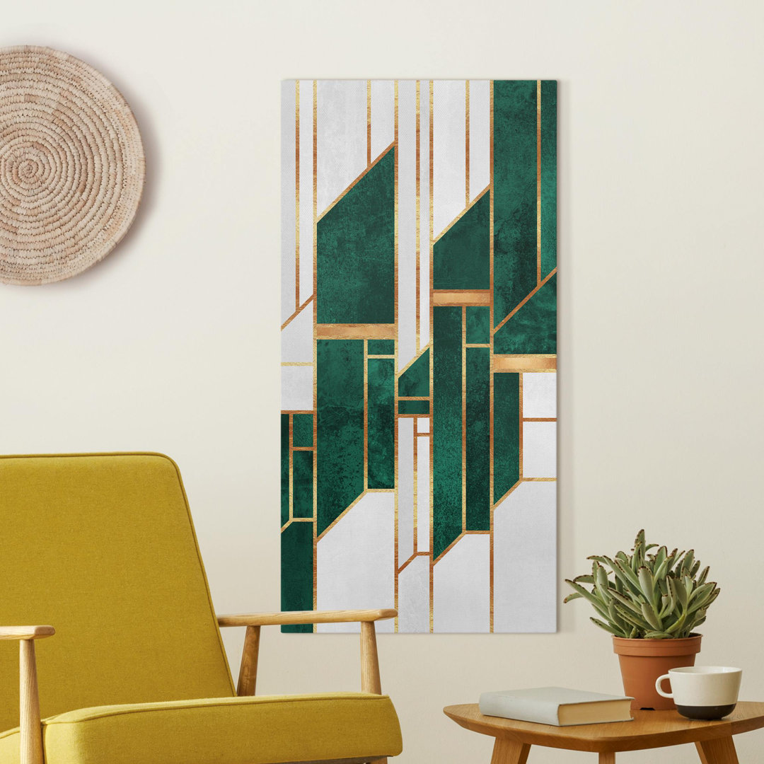 Leinwandbild Emerald und Gold Geometrie von Elisabeth Fredriksson