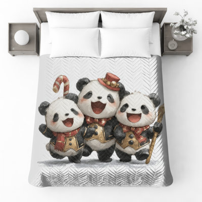Cute Panda Trio Bedding Pandas Bedspread Animals