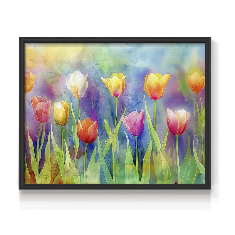 Série florale - Lxxxi - reproduction encadrée, H 8 po x l 10 po, Noir, noir, noir, noir
