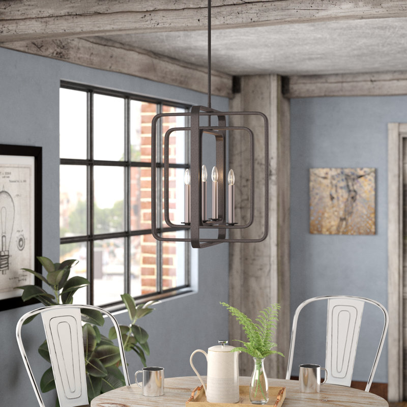 Quentin 4 - Light Unique / Statement Rectangle / Square Chandelier