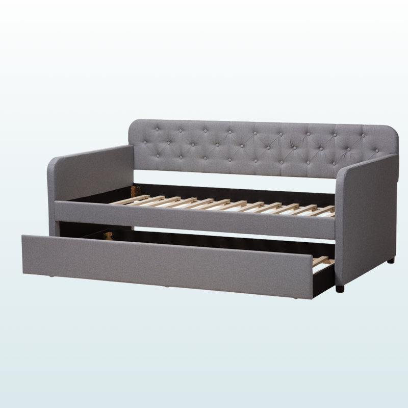 Moonstone Modern Fabric Button-tufted Sofa Daybed in Gray, 36.27'' H X 81.78'' W X 42.46'' L, Gray