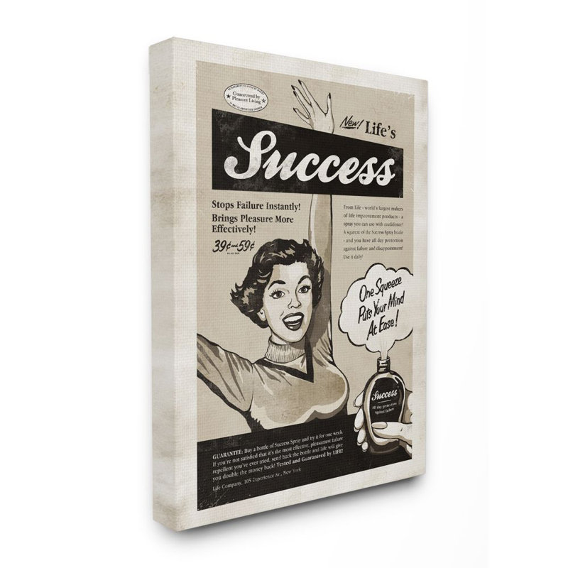 «Succès vaporisateur comique rétro» par Ester Kay, impression sur toile, H 48 po x l 36 po, Toile tendue
