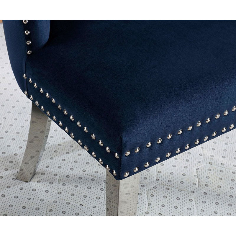 Ensemble de meubles de salle à manger capitonnés contemporains en flanelle 2 pièces, Bleu, Bleu