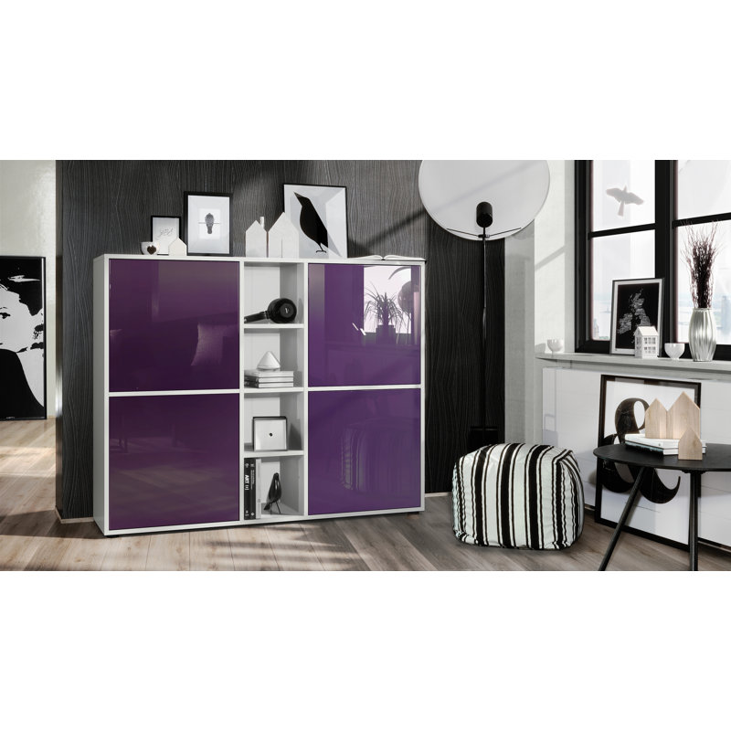 Mcbryde 130.5cm Sideboard, Matte White/High Gloss Blackberry