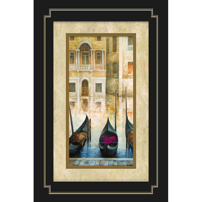 Gondoles sur le canal - peinture sur toile tendue, H 18 po x l 12 po