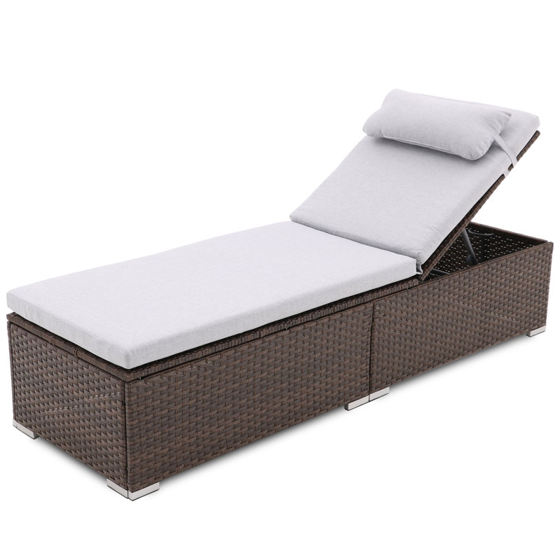 Chaise longue simple inclinable avec coussins 76 po Kwinana, Gris clair