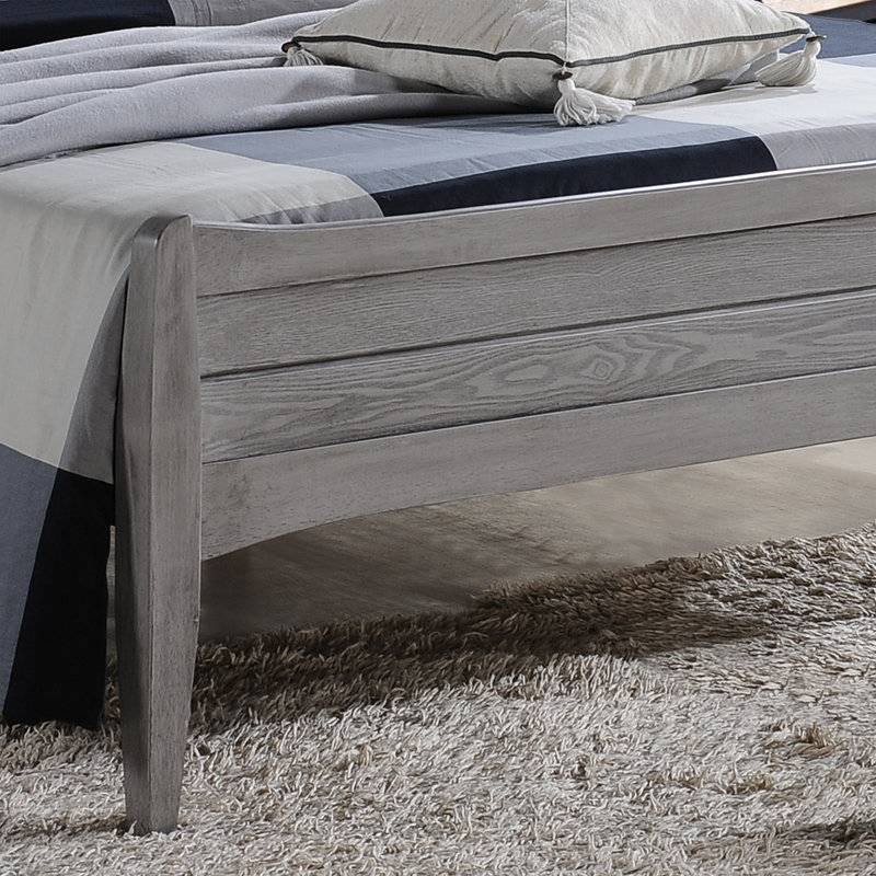 Aalycia Solid Wood Panel Bed, Rustic Gray