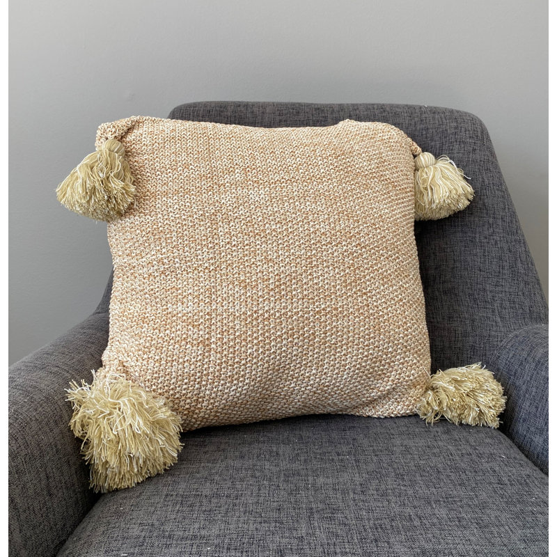  Housse de coussin 100% coton, Moutarde / blanc