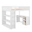 Lit mezzanine double avec tablettes et bureau
