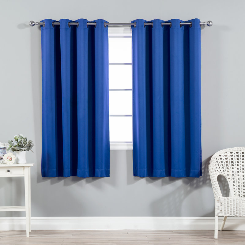 Adina Sevan Solid Thermal Grommet Curtain Panels, 52"W x 63"L, Royal Blue