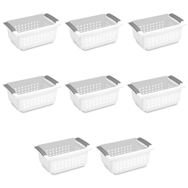 Sterilite Small Stacking Basket, Stack Storage Bins, Organize Closets, Pantry, Bathroom or Classroom