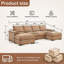 Canapé d'angle modulaire en forme de U Cloud de 122 pouces, canapé-lit en velours côtelé pour salon, moderne, petit espace, montage facile, 4 places avec 2 poufs