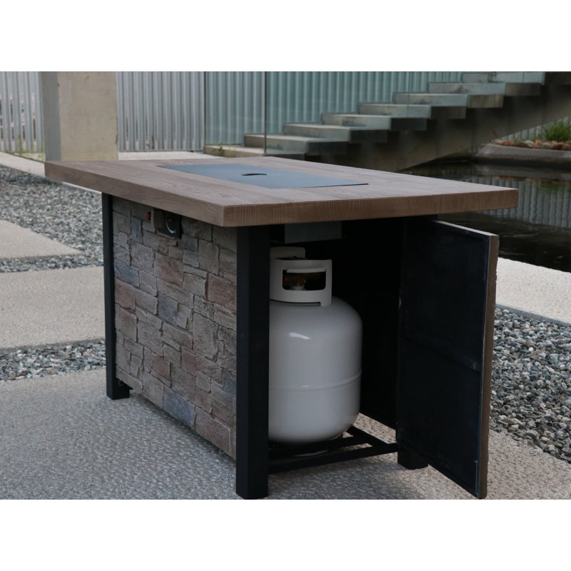 Table de foyer d'extérieur au propane 50 000 BTU Marliese, Noyer