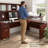 Paelynn 72” Office Desk with Hutch, Drawers, Computer Office Desk with Storage, Modern Wood, Hansen Cherry-1807779731