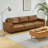 112" Luxury PU Leather Sofa for Living Room,Apartment,Upholstered Breathable Faux Leather PU Couch with Wood Legs, Brown-152329835