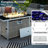 43" Rectangular Grey Open Weave Propane Fire Pit Table, 60000 , With Blue Glass Stones, Tempered Wind Guard, And 20lbs Storage For Outdoor Family Gatherings Gas Bohemian Charm, Removable - Rust Lid