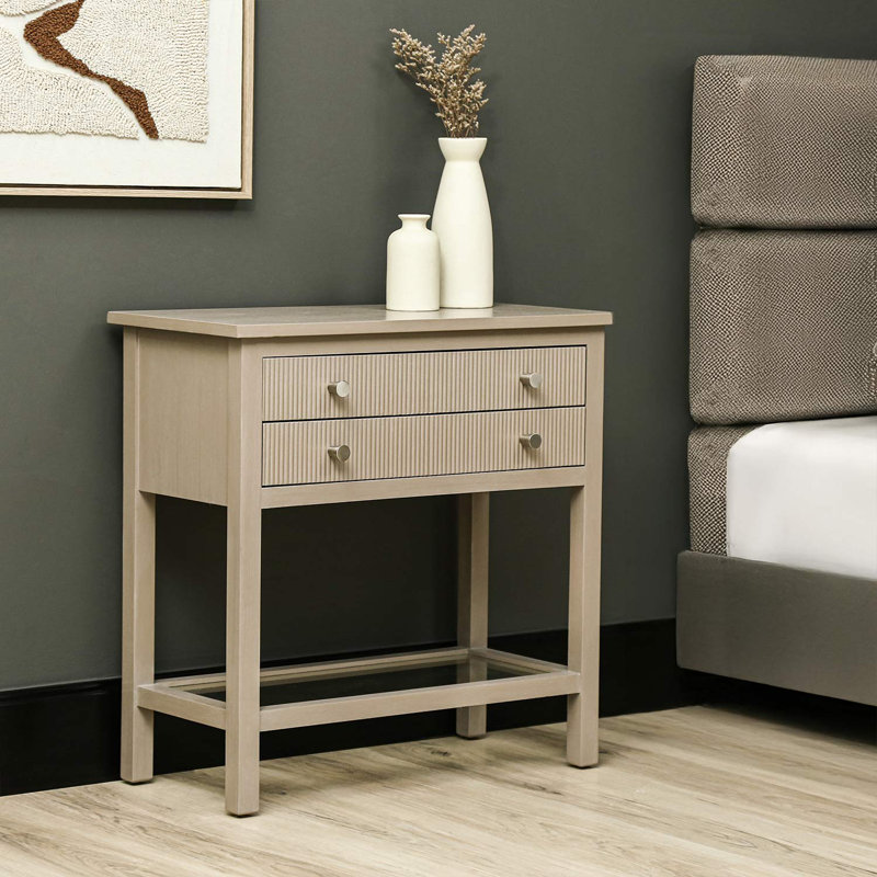 Aafi 60cm W Solid + Manufactured Wood Bedside Table