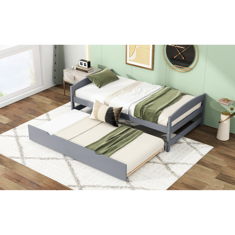 Lit plateforme simple avec lit gigogne gris utilitaire - Garantie de durabilité de la chambre à coucher