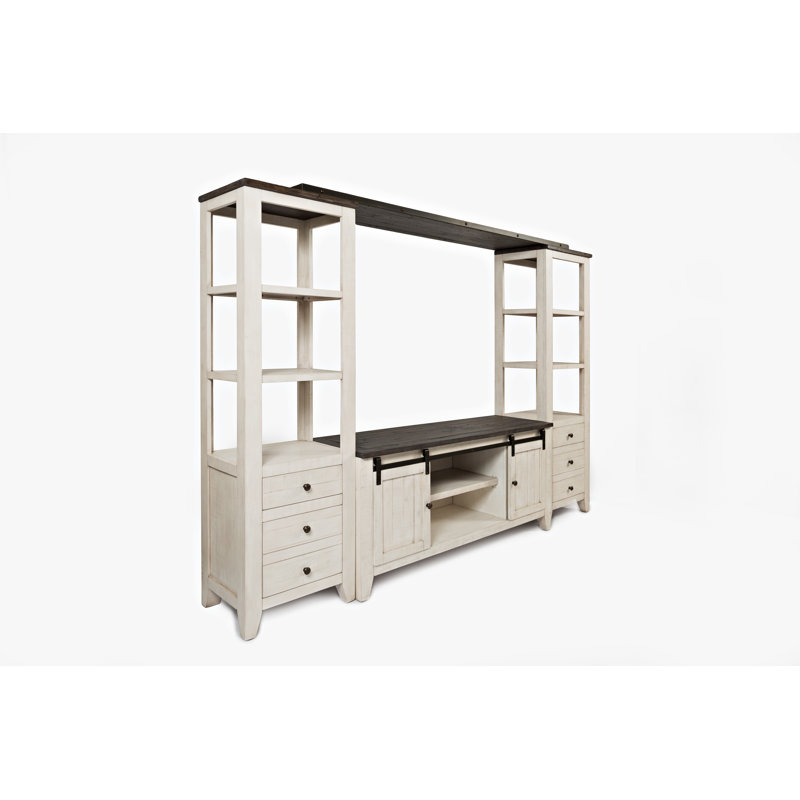 Meuble audio-vidéo en bois massif pour téléviseur de 65 po ou moins Carmencita, Blanc rétro