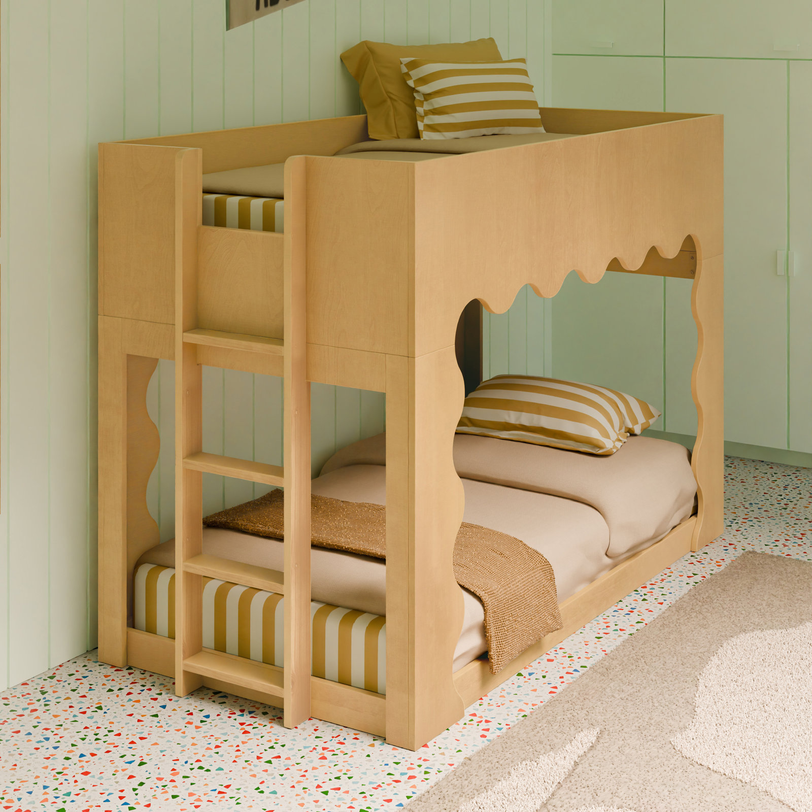 Lido Wave Convertible Low Loft Twin Bed, Honey