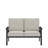 48" All-Weather Metal Loveseat 2 Seats Couch Sofa With Beige Cushions With Khaki Frame-1336993782