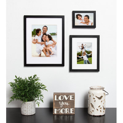 Fresquez Black Wood Matte Picture Frame - Set of 4 with Mat
