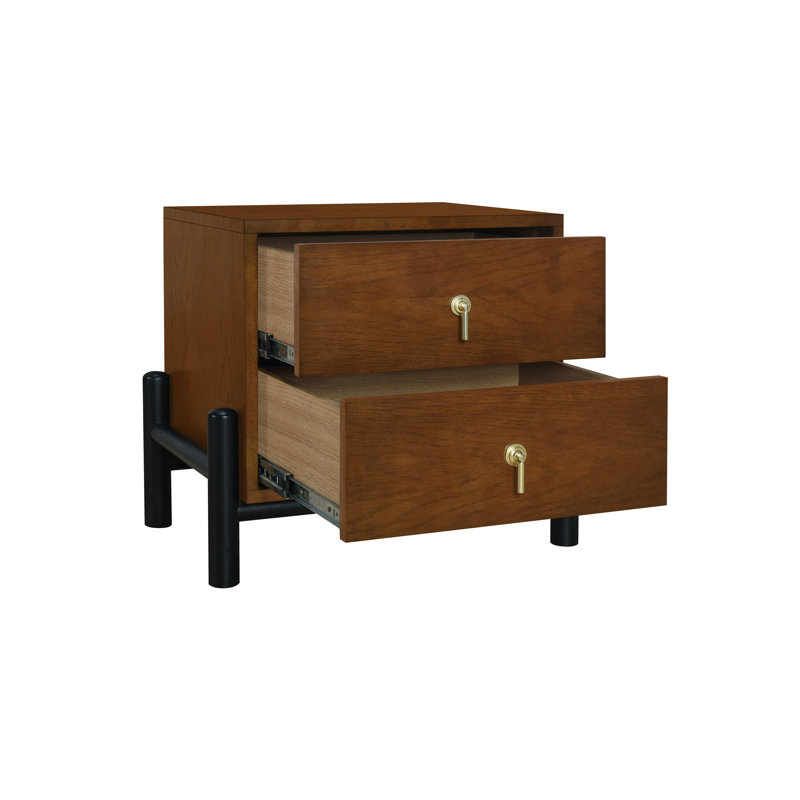 Lillemor Solid Wood Nightstand Walnut Black