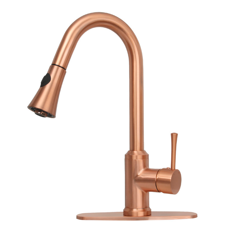 Pull Down Single Handle Kitchen Faucet With Deck Plate