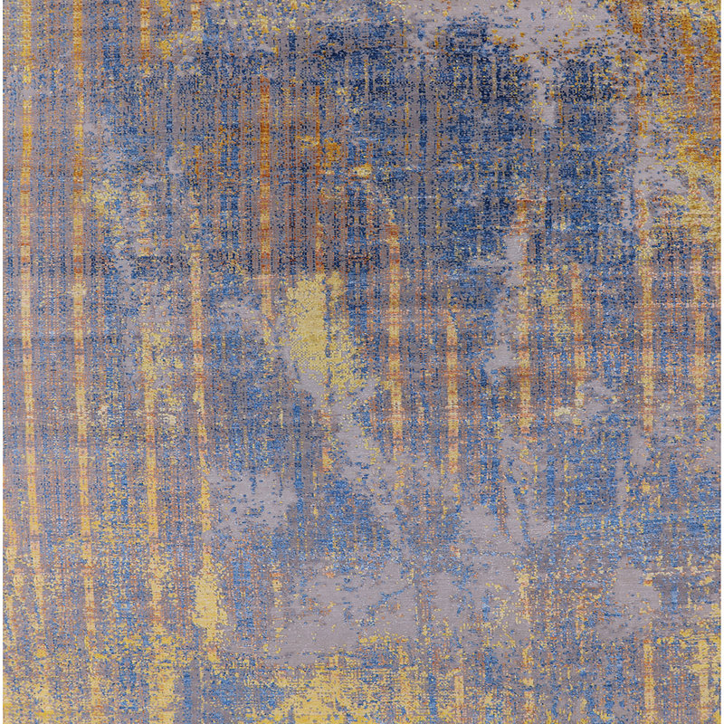 Tapis bleu / jaune Buellton, Carré 8 pi