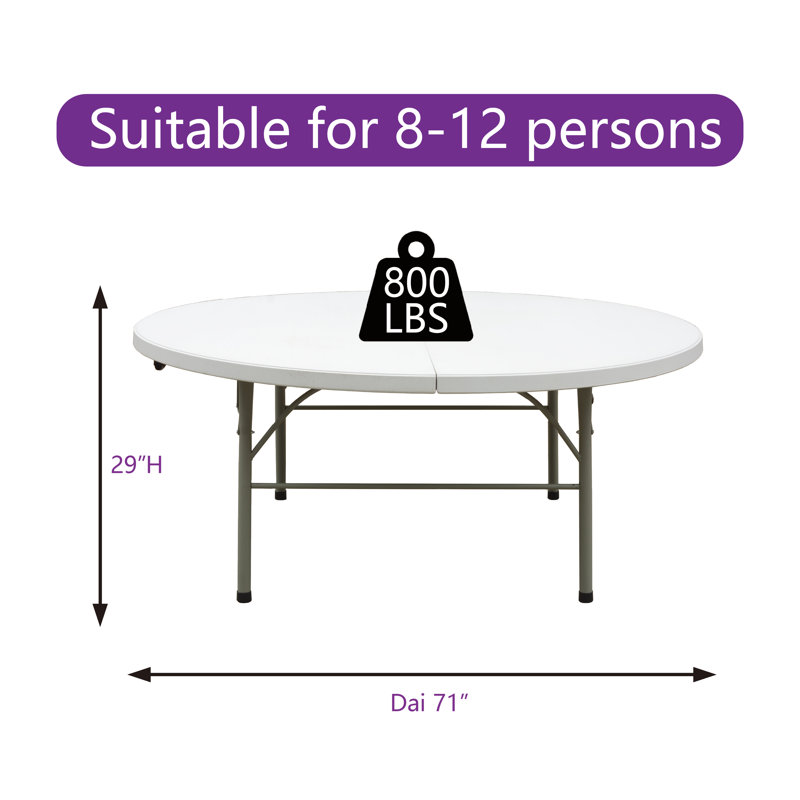 Table pliante robuste en plastique blanc 72 pouces
