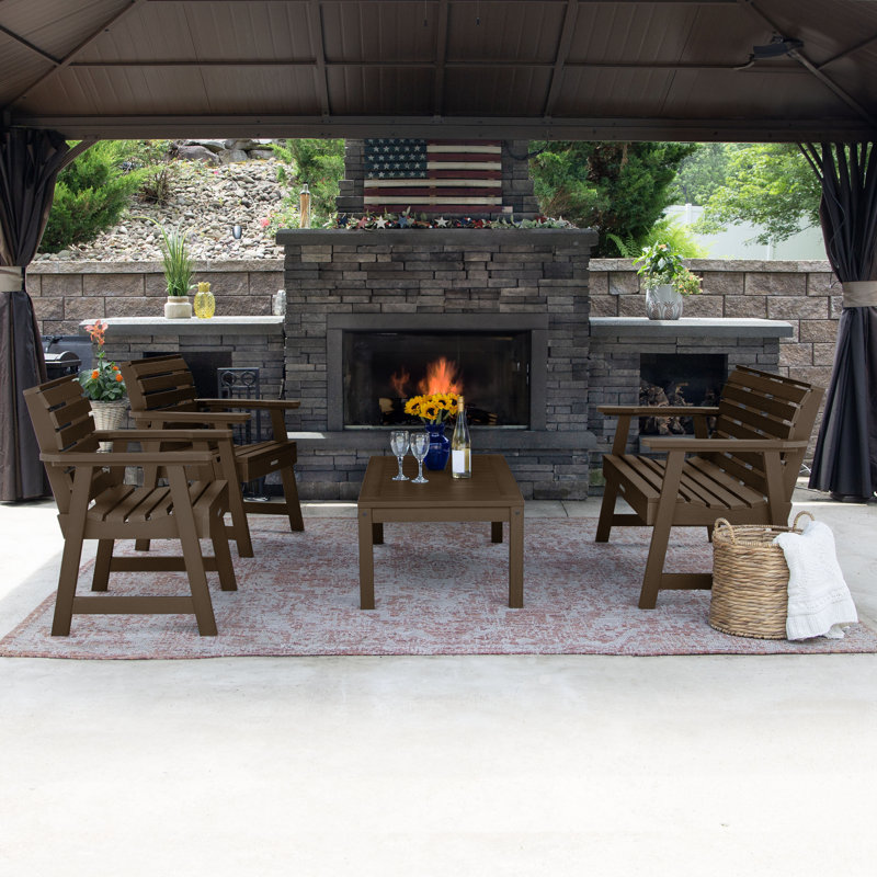 Anette 4 - Person Patio Conversation Set, Weathered Acorn
