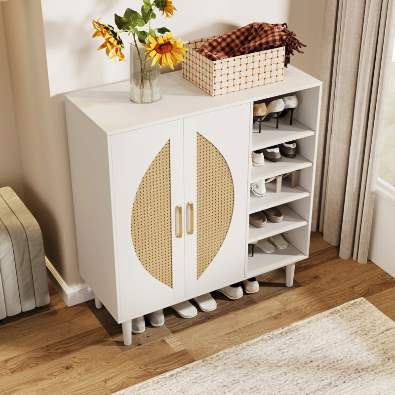 Armoire de rangement pour 20 paires de chaussures avec 2 portes et 8 tablettes réglables pour le vestibule