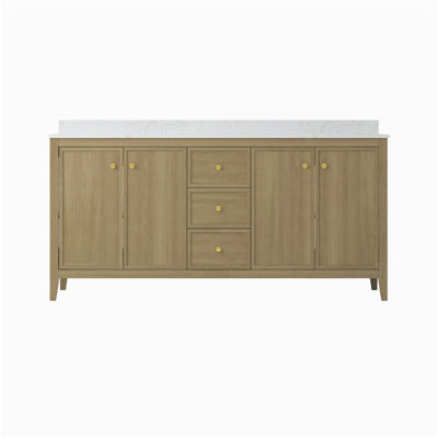 72" Bathroom Vanity Cabinet,Bathroom Wall-Mount Cabinet With Double Basins Sink