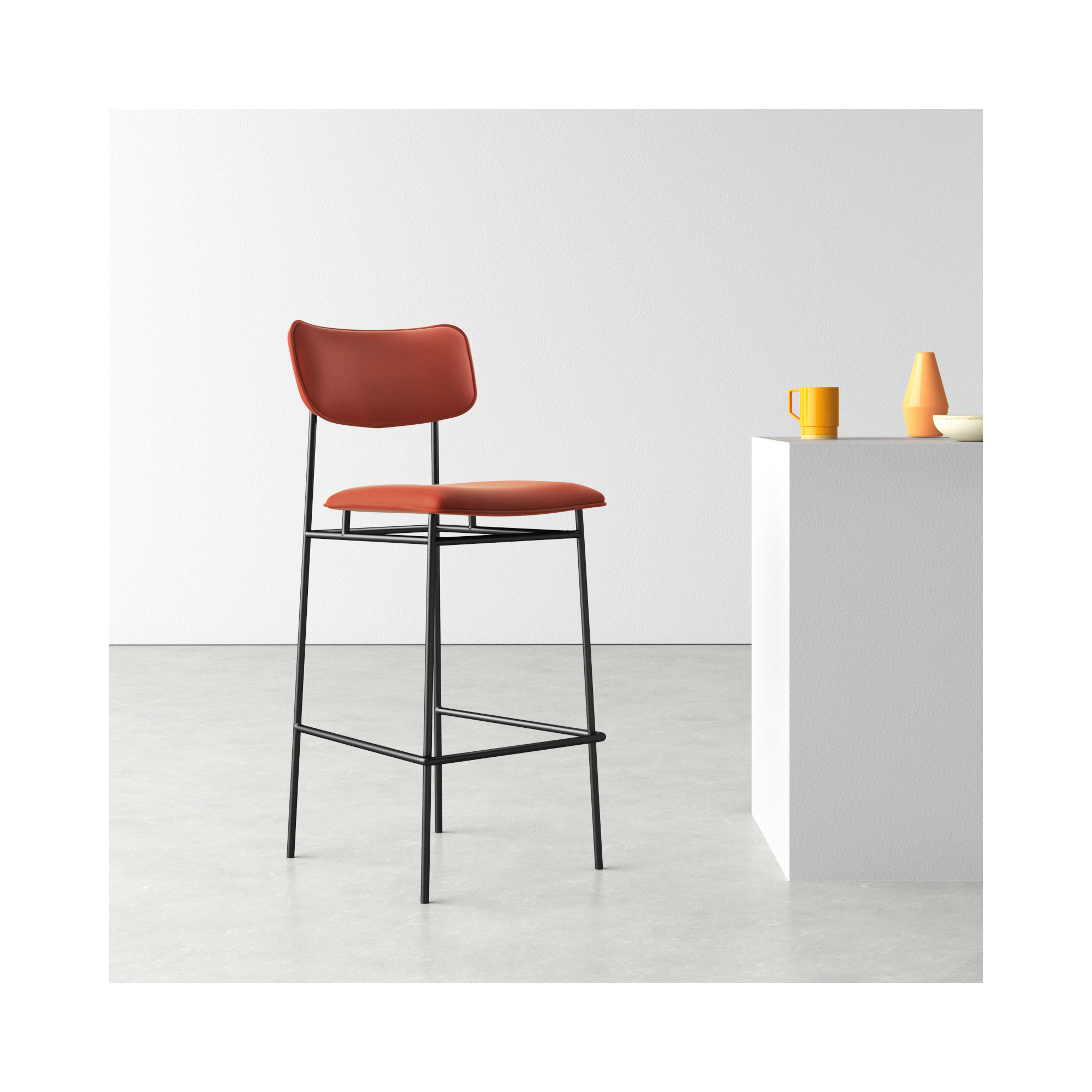 Turin Velvet Bar & Counter Stool, Bar Stool (30” Seat Height), Red Velvet